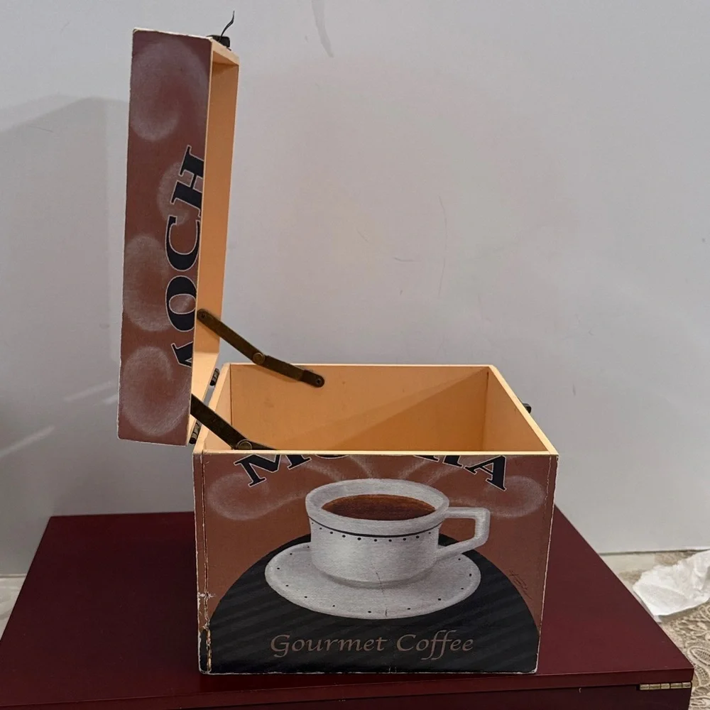 Vintage Gourmet Coffee Storage Box - Espresso and Mocha Design